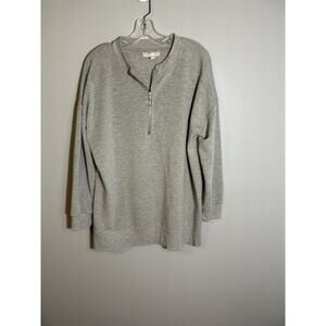 Woman Within Tunic Top Sweater Plus‎ Size 14/16 M Gray Pullover 1/4 Zip Neck